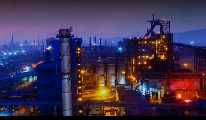 Night view of steel plant